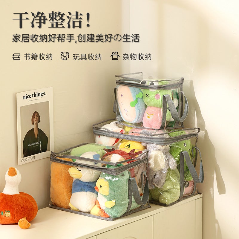 Book Storage Bag Dormitory Transparent Waterproof Textbook Storage Box Large Capacity Student Satchel Moisture-Proof Stationery Storage Bag - Image 4